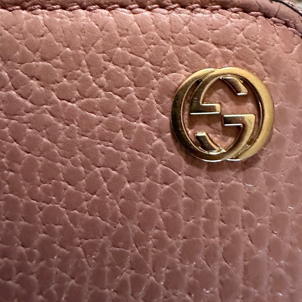 Gucci‎ Interlocking G Zip Around Long Wallet Pink Pebbled Leather 449347 in Box - Picture 5 of 12